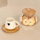 Pote BOLINHA TRANSPARENTE Vidro Hermético Tampa Bambu Porta Mantimentos 450ML